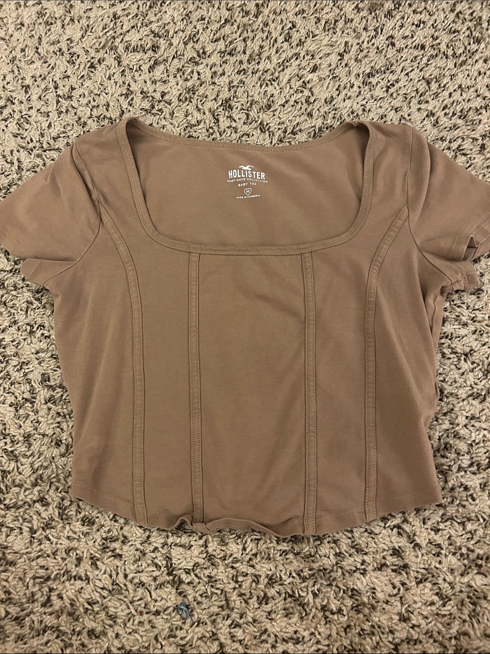 Hollister Women's Taupe Scoop Neck Crop Top